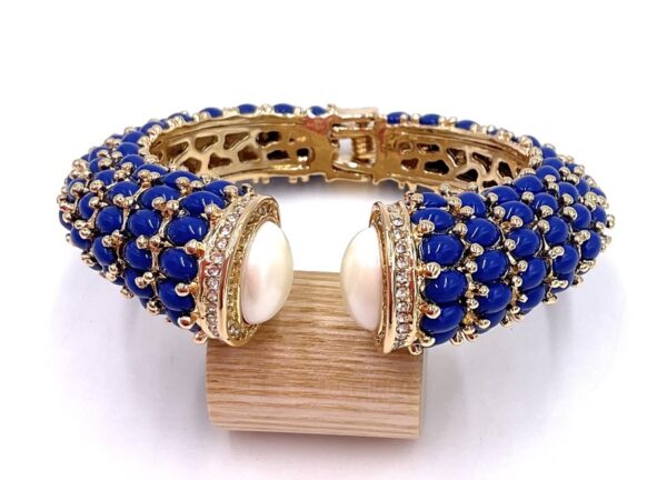 NIIKI PARIS JONC IBIZA LAITON DORE OR FIN RESINE BLEU