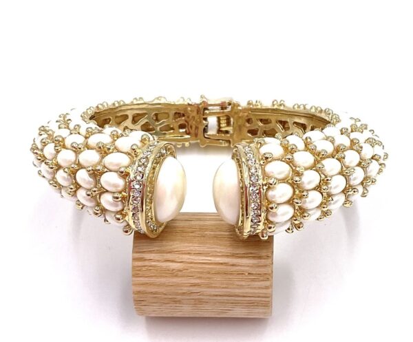 NIIKI PARIS JONC IBIZA LAITON DORE OR FIN RESINE BLANC