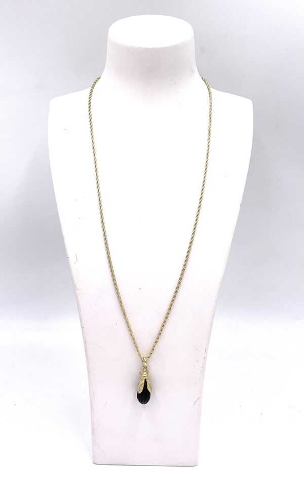 NIIKI PARIS SAUTOIR TOTEM LAITON DORE OR FIN & ONYX NOIR