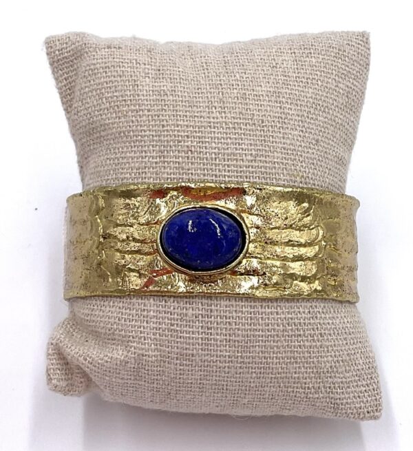 NIIKI PARIS JONC DEVOTION LAITON DORE OR FIN LAPIS LAZULI