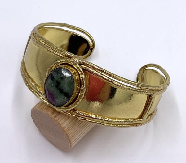 NIIKI PARIS MANCHETTE FLORENCE LAITON DORE OR FIN RUBIS ZOISITE