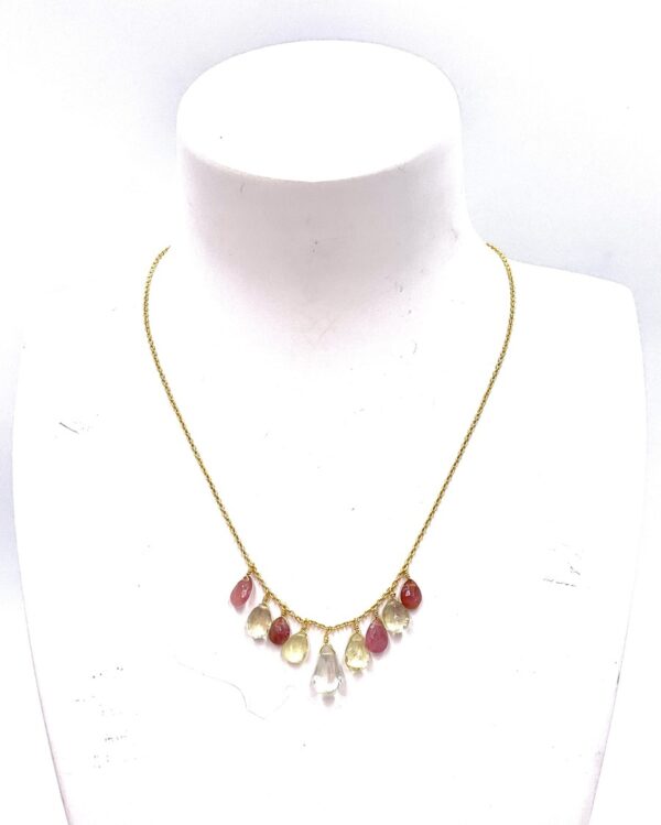 NIIKI PARIS COLLIER MAIKA LAITON DORE OR FIN PIERRES SEMI PRECIEUSES