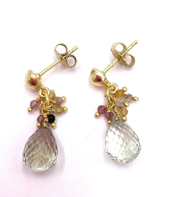 NIIKI PARIS BOUCLES D'OREILLES AVERY LAITON DORE OR FIN PIERRES SEMI PRECIEUSES
