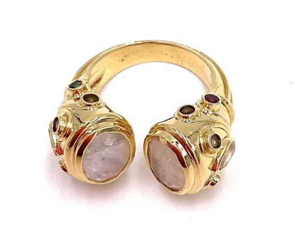 NIIKI PARIS BAGUE HERITAGE PLAQUE OR PIERRE DE LUNE