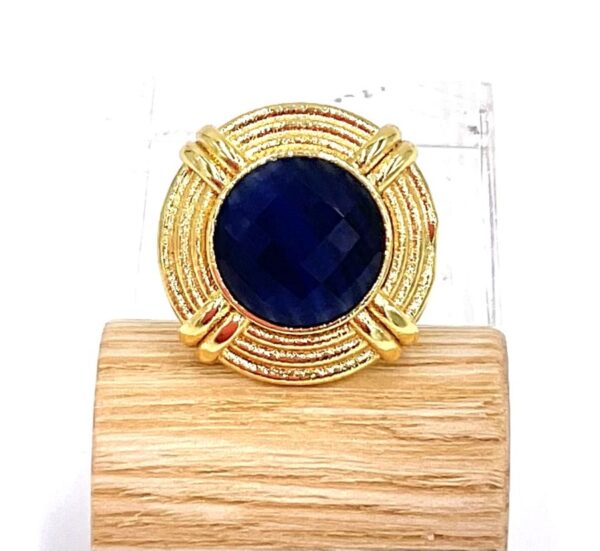 ARGELOUSE BAGUE LAITON PLAQUE OR BLEUE