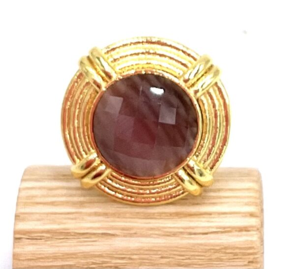 ARGELOUSE BAGUE LAITON PLAQUE OR MAUVE