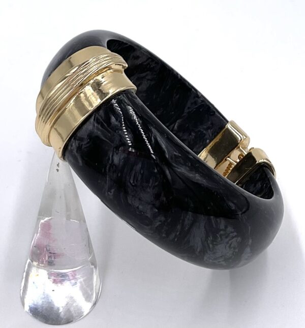 ARGELOUSE JONC PARADIS  RESINE NOIRE IRISEE LAITON PLAQUE OR