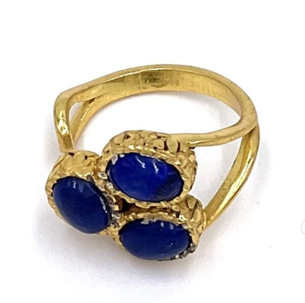 ARGELOUSE BAGUE ALCOVE LAITON PLAQUE OR LAPIS LAZULI